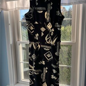 Elegant Black and Cream Geometric Dress